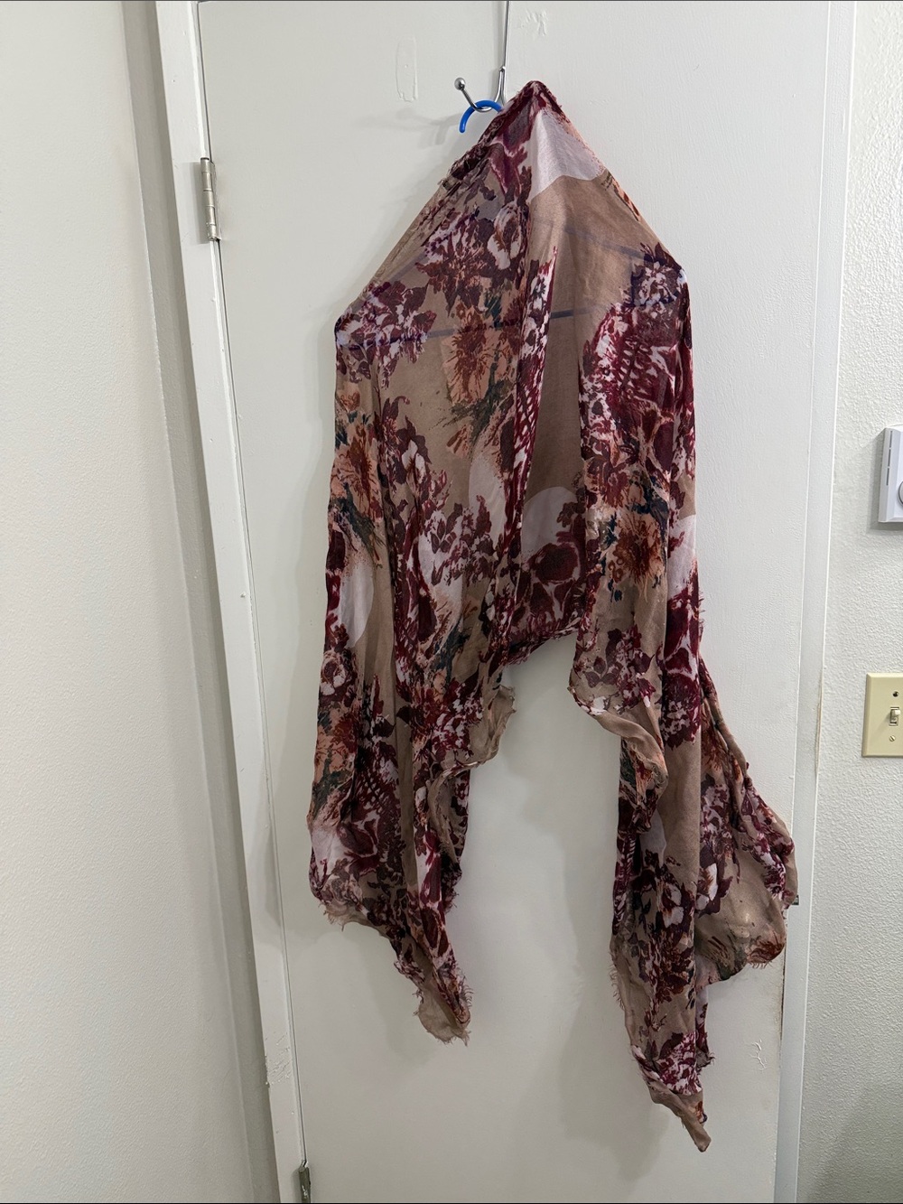 Mossimo Supply Co. Burgundy and Beige Floral Sheer Scarf/Shawl